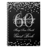 Silver Black 60th Birthday Guest Book Confetti Notitieboek (Voorkant)
