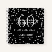 Silver Black 60th Diamond Jubileum Glitter Notitieboek (Voorkant)