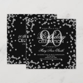 Silver Black 90th Birthday Glitter Confetti Kaart (Voorkant / Achterkant)