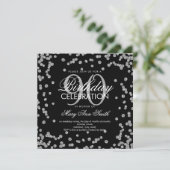 Silver Black 90th Birthday Glitter Confetti Kaart (Staand voorkant)