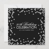 Silver Black 90th Birthday Glitter Confetti Kaart (Achterkant)