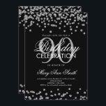 Silver Black 90th Birthday Glitter Confetti Kaart<br><div class="desc">Elegant 90th Birthday Faux Glitter Confetti Silver Black sjabloon. Geweldig voor 90ste verjaardagsfeestjes en nog veel meer!</div>