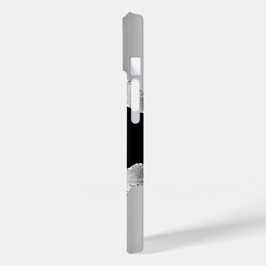 Silver Black agate marble name script Case-Mate iPhone Case (Achterkant / Links)