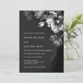 Silver Black And White Flowers Wedding Invitation Kaart (Staand voorkant)