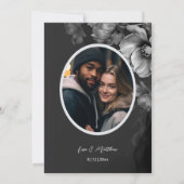 Silver Black And White Flowers Wedding Invitation Kaart (Achterkant)