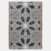 Silver + Black Arabesque Geometric Mandala Blanket Deken (Voorkant Verticaal)