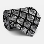Silver Black art deco betegeld patroon stropdas (Opgerold)