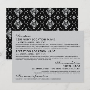 Silver Black Art Deco Weddenschap Informatie Informatiekaartje