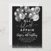 Silver Black ballon All Black Affair Birthday Kaart (Voorkant)