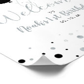 Silver & Black Balloons Boy 1 Birthday Welkom Poster (Hoek)