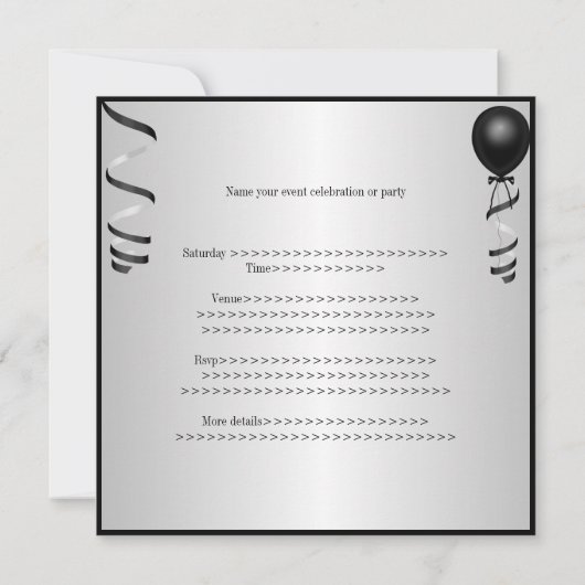 Silver Black Balloons Formale 21ste verjaardag Kaart (Achterkant)