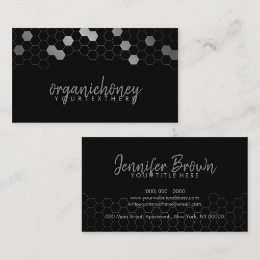 Silver Black Bee Boerderij Apiary Honeycomb Visitekaartje (Voorkant / Achterkant)