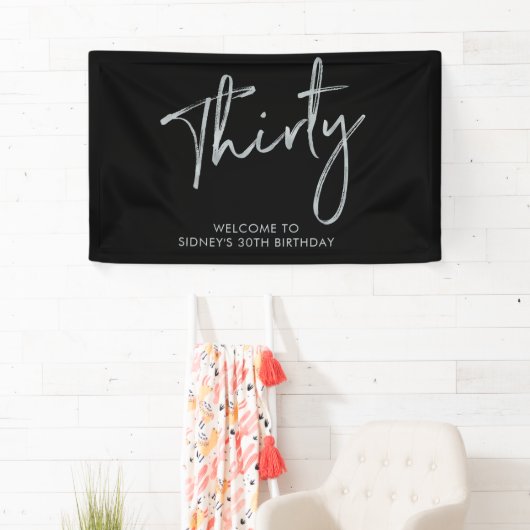 Silver & Black Birthday Party Welcome Banner (Insitu)