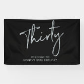 Silver & Black Birthday Party Welcome Banner (Horizontaal)