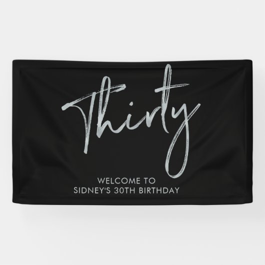 Silver & Black Birthday Party Welcome Banner (Horizontaal)