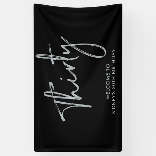 Silver & Black Birthday Party Welcome Banner (Verticaal)