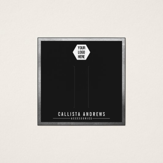 Silver Black Border Logo Hair Clips Display Kaart (Voorkant)