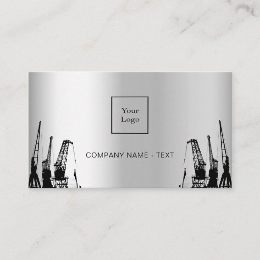 Silver Black bouwfotocontractant logo QR Visitekaartje (Voorkant)