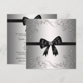 Silver Black Bow Black Stropdas Corporate Party Kaart (Voorkant / Achterkant)