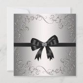 Silver Black Bow Black Stropdas Corporate Party Kaart (Voorkant)
