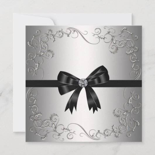 Silver Black Bow Black Stropdas Corporate Party Kaart (Voorkant)