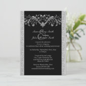 Silver Black bruiloft verloving Kaart (Staand voorkant)