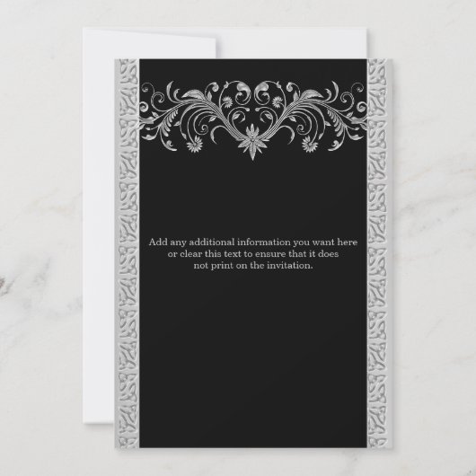 Silver Black bruiloft verloving Kaart (Achterkant)
