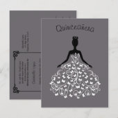 Silver Black Butterfly Gown Quinceanera Uitnodigin Uitnodiging Briefkaart (Voorkant / Achterkant)