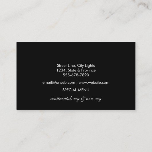 Silver Black Chef Kitchen Tools Glitter Faux Visitekaartje (Achterkant)