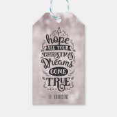 Silver Black Christmas Dreams Typografie Aangepast Cadeaulabel (Voorkant)