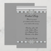 Silver & Black Cocktail Party Invitation Sjabloon Kaart (Voorkant / Achterkant)