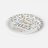 Silver Black Confetti Afstuderen 2025 Papieren Bordje (Gekanteld)