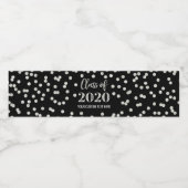 Silver Black Confetti Klasse van 2020 Afstuderen Waterfles Etiket (Enkel label)