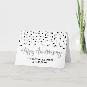 Silver Black Confetti Medewerker Jubileum Kaart