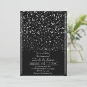 Silver & Black Confetti Splatter Engagement Party Kaart (Staand voorkant)