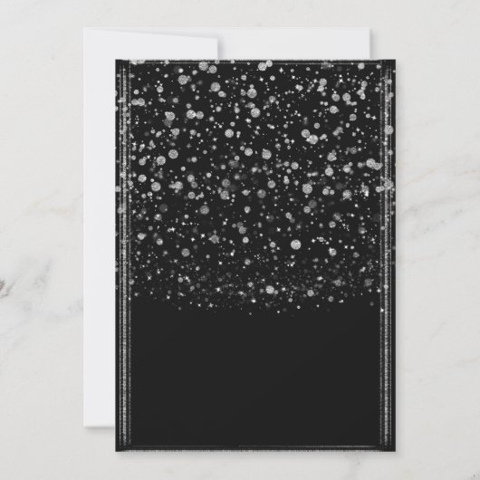 Silver & Black Confetti Splatter Engagement Party Kaart (Achterkant)