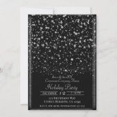 Silver & Black Confetti Splatter Holiday Party Kaart (Voorkant)