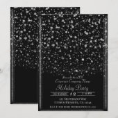 Silver & Black Confetti Splatter Holiday Party Kaart (Voorkant / Achterkant)