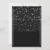 Silver & Black Confetti Splatter Sweet 16 Party Kaart (Achterkant)
