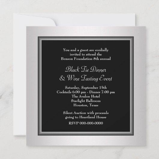 Silver Black Corporate Black Stropdas Fondsenwervi Kaart (Achterkant)