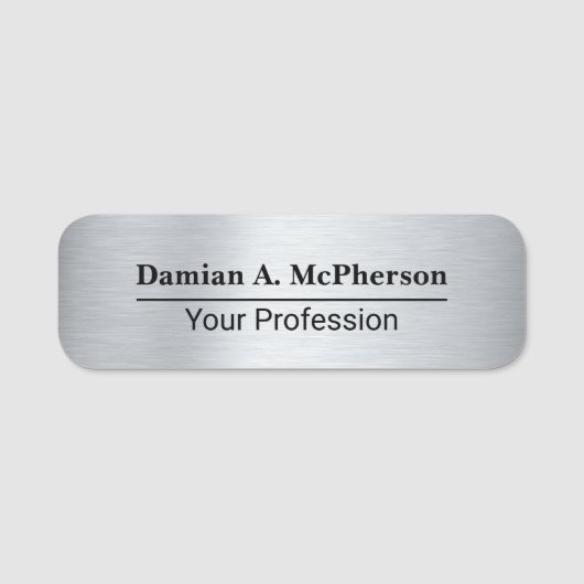 Silver & Black Custom Name Tag Design (Voorkant)