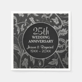 Silver Black Damask 25e Jubileum Servetten