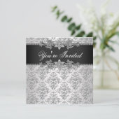 Silver Black Damask Black Damask-partij Kaart (Staand voorkant)