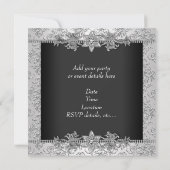 Silver Black Damask Black Damask-partij Kaart (Achterkant)