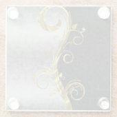 Silver & Black Damask Glazen Onderzetter (Achterkant)