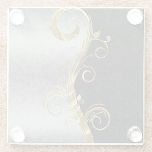 Silver & Black Damask Glazen Onderzetter (Achterkant)