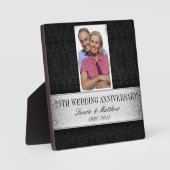 Silver Black Damask Photo Lijst 25e Jubileum Fotoplaat (Voorkant)