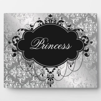 Silver Black Damask Princess Fotoplaat