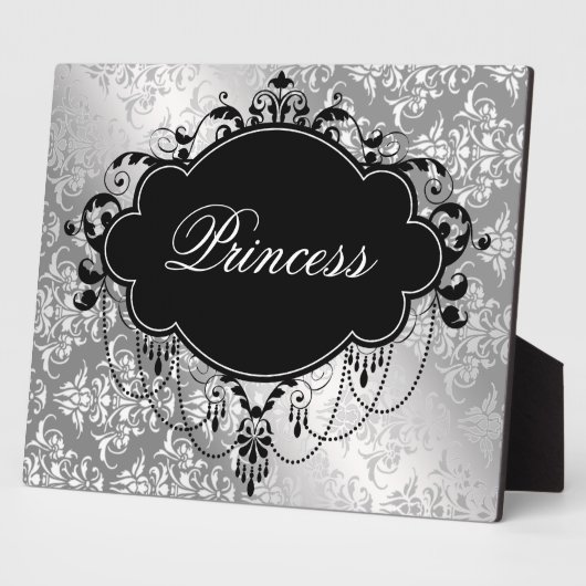 Silver Black Damask Princess Fotoplaat (Zijkant)