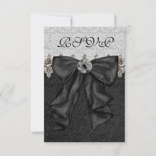 Silver Black Damask RSVP (Voorkant)